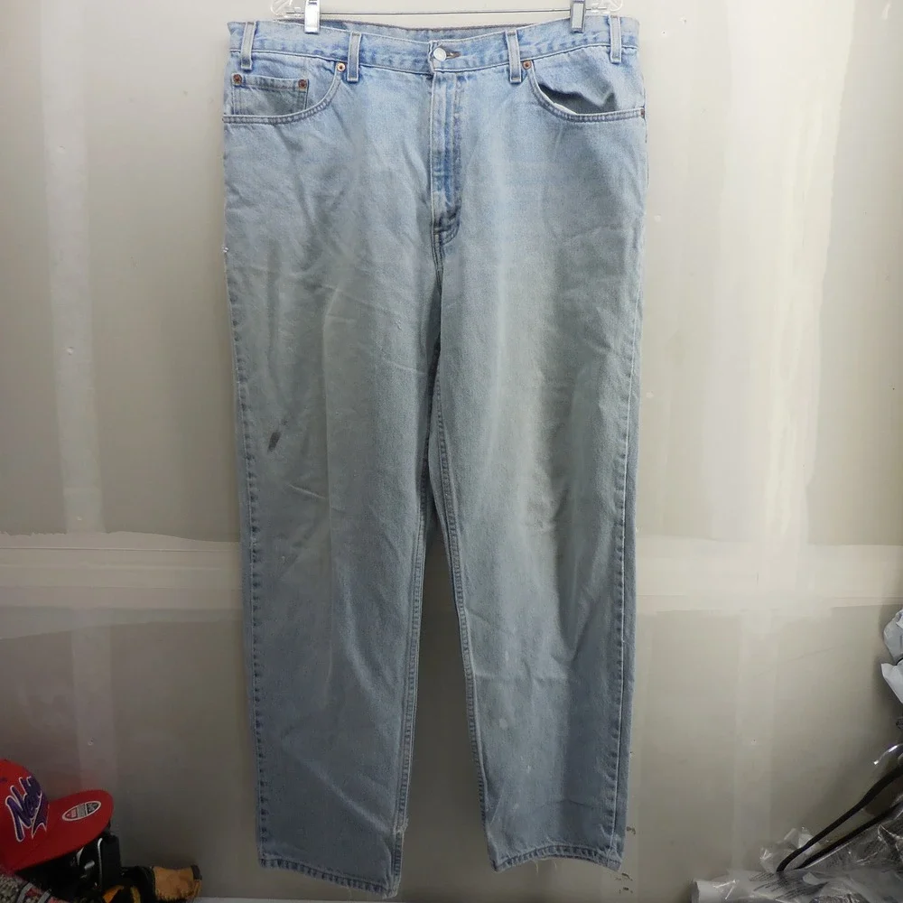 Levis 550 Relaxed Fit Tapered Leg Light Wash Denim‎ Jeans Mens 38x31 Vintage